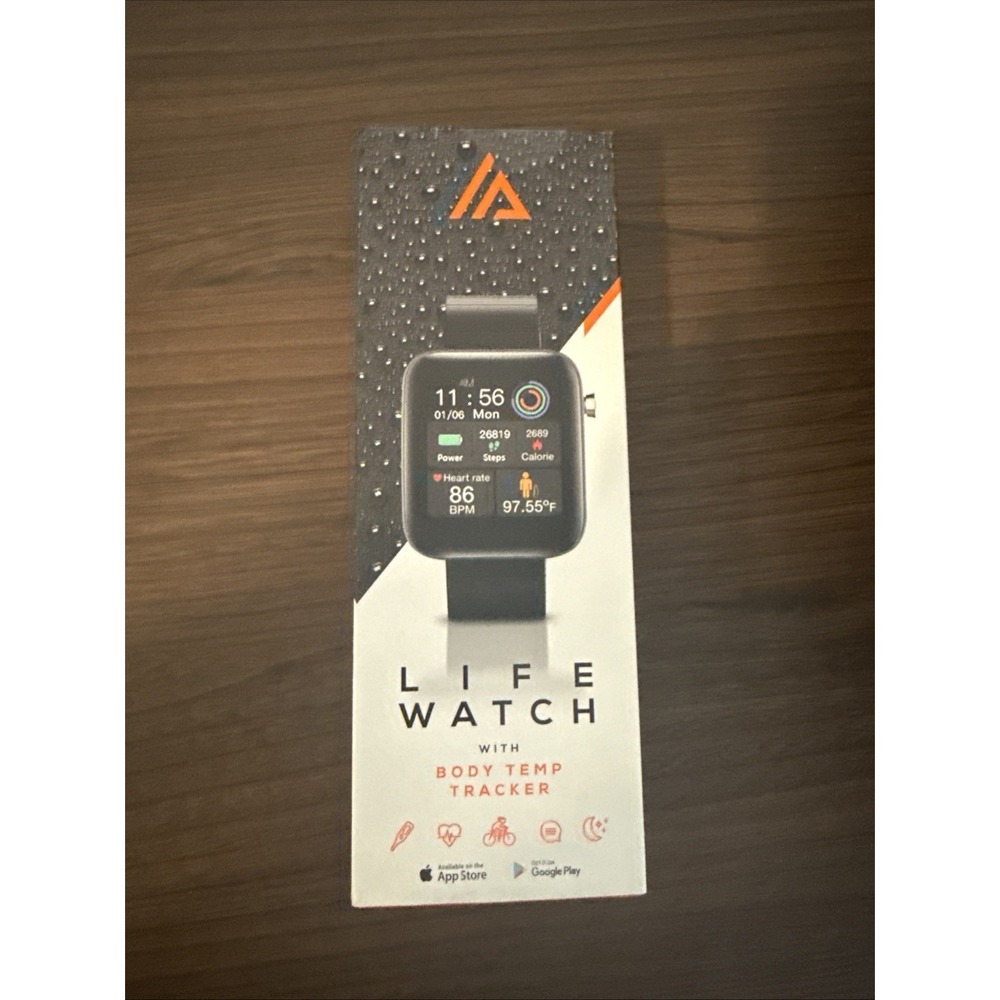 Life Watch Smartwatch Body Temperature Tracker Heart Rate Fitness NEW IN BOX
